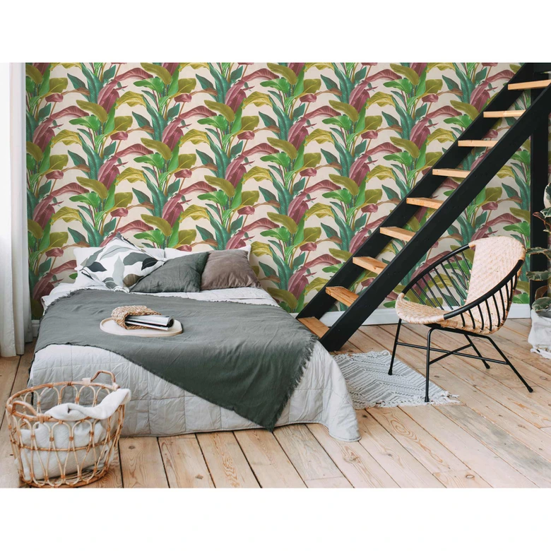 Livingwalls Metropolitan Stories 2 Antonio - Barcelona Papier peint floral palmier, Coloré, Crème,  