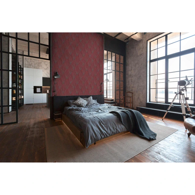 Papel pintado tejido-no tejido Livingwalls Papel pintado Art Déco Metropolitan Stories Ava New York metalizado, rojo, negro 