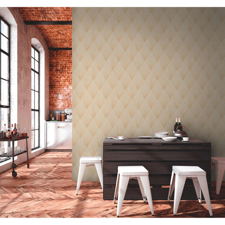Livingwalls Metropolitan Stories 2 Ava - New York Papier peint géométrique, Beige, Métallique,  