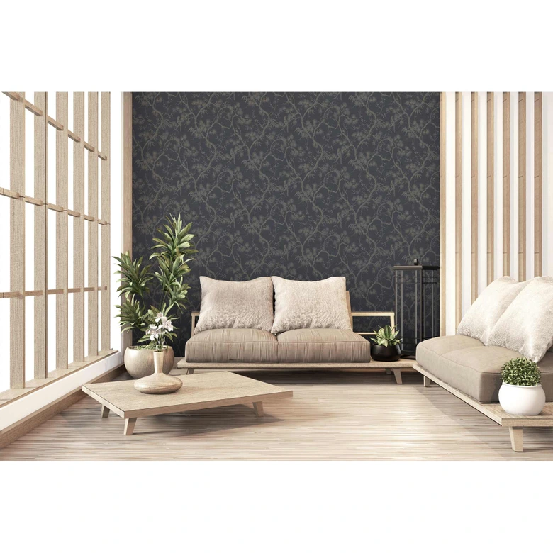 Livingwalls Vliestapete Metropolitan Stories asiatische Tapete mit Bonsai Mio Tokio grau, schwarz 