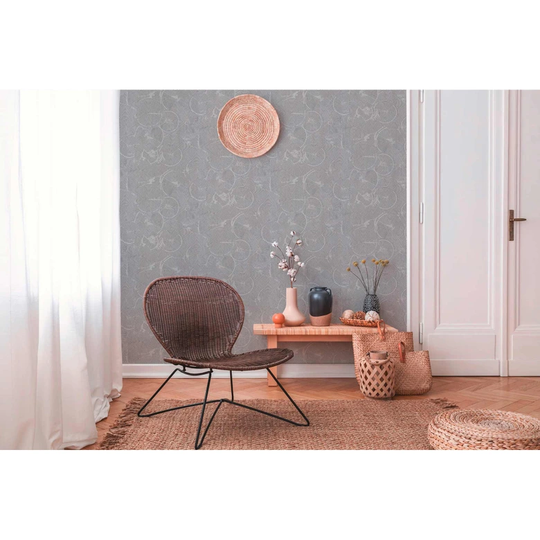 Livingwalls Metropolitan Stories 2 Nala - Cape Town Papier peint géométrique, Gris, Métallique, Blanc 