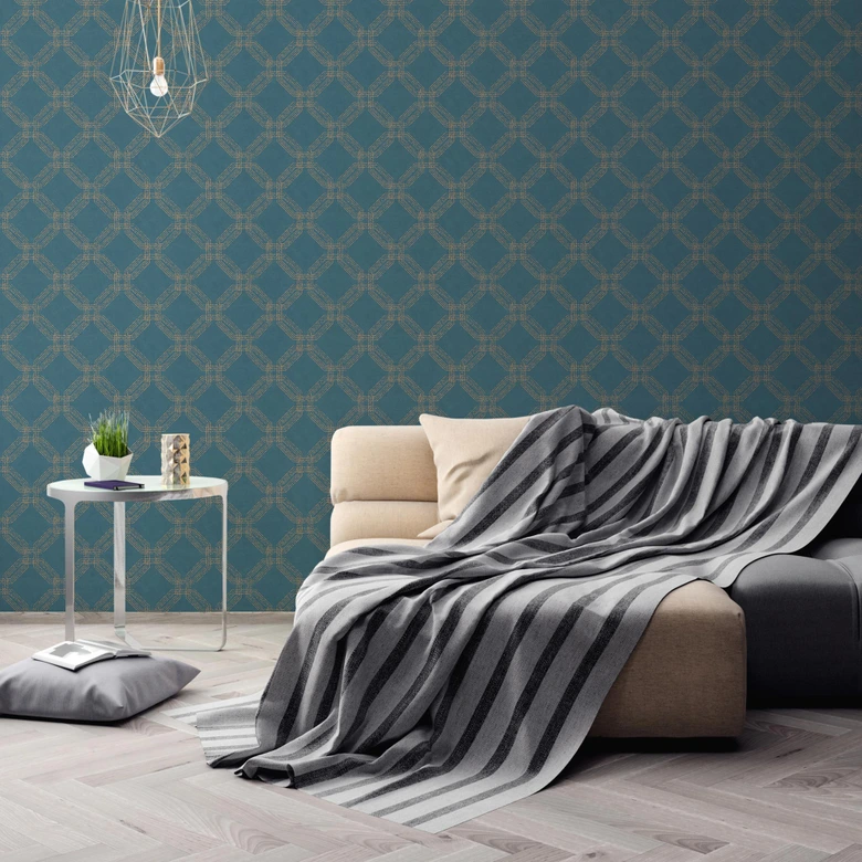 A.S. Création Pop Style Papier peint géométrique - Papier peint mordene Bleu, or 