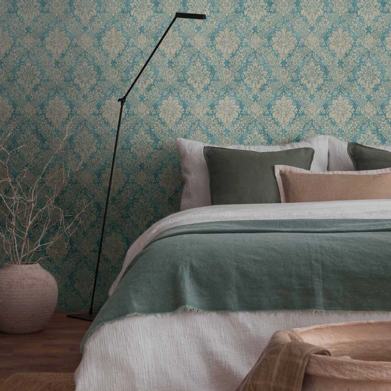 A.S. Création papier peint baroque bleu et argent papier peint intissé style baroque 