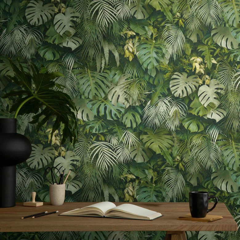 Dschungel Tapete Grün Palmen-Blätter Vliestapete Pflanzen Küche Wohnzimmer Schlafzimmer von A.S. Création 