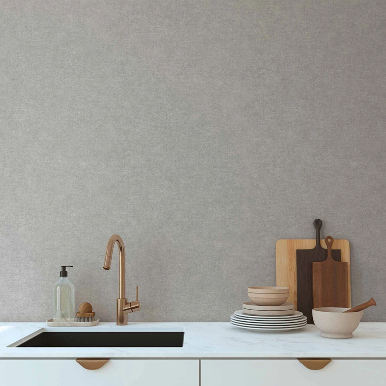 Cool grijs textielstof behang - eenvoudige elegantie vliesbehang 