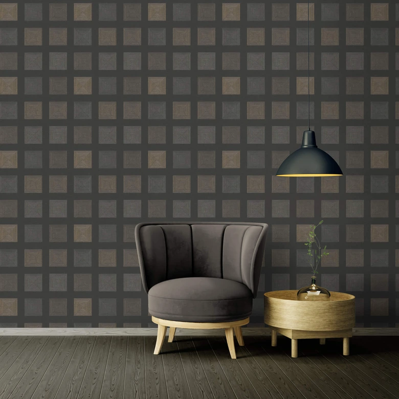 Ethnic Origin A.S. Création Papier peint géométrique - Noir or 