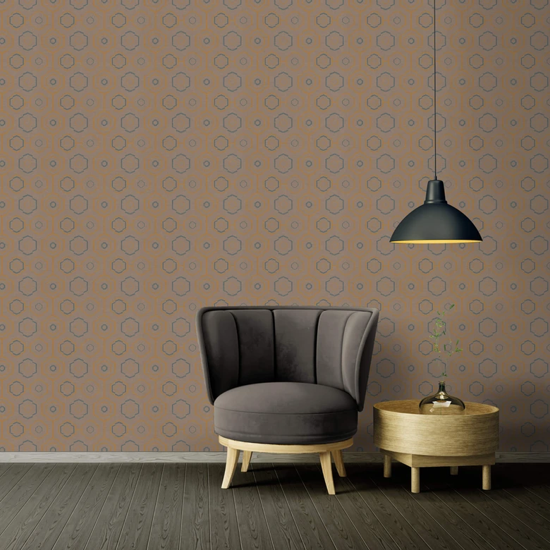Ethnic Origin A.S. Création Papier peint géométrique - Orange Bleu 