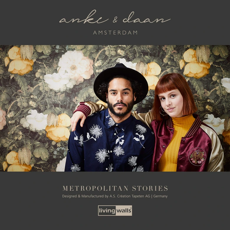 Livingwalls Vliestapete Metropolitan Stories Anke & Daan Amsterdam Blumentapete floral creme, gelb, grün 