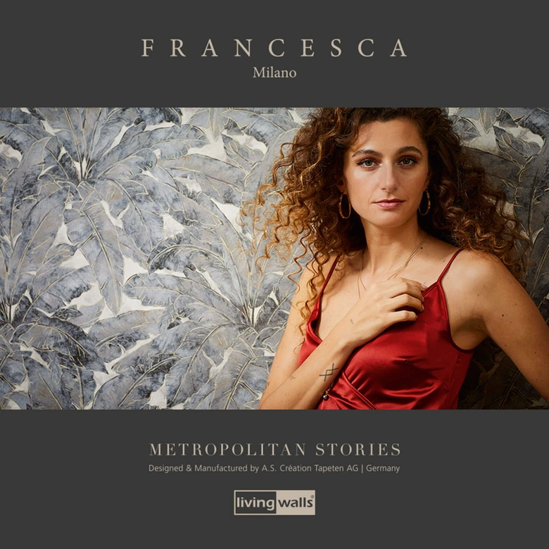 Livingwalls Vliestapete Metropolitan Stories Francesca Milano Palmentapete beige, metallic, schwarz 