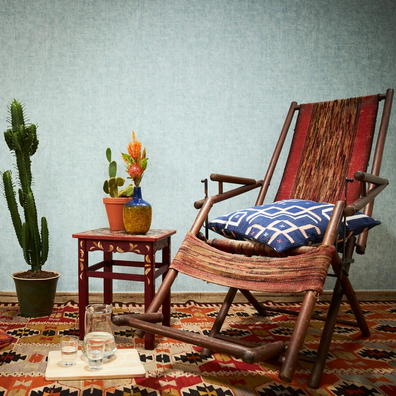 Livingwalls non-woven tapet New Walls Cosy & Relax slät tapet blå, grön 