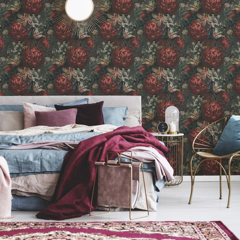 A.S. Création Bloemenbehang PintWalls Vliesbehang Rood Groen 