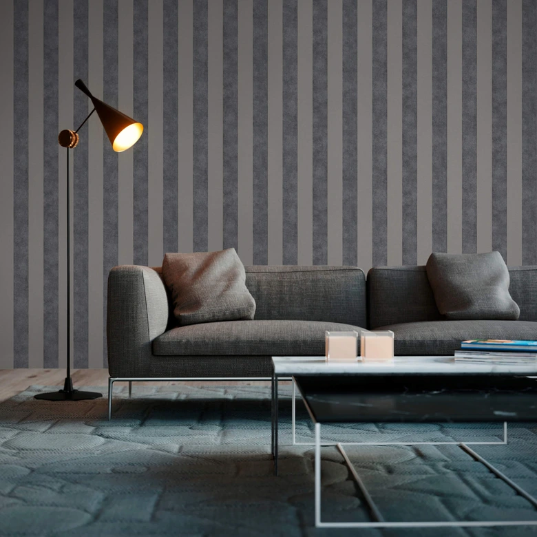 Livingwalls Vliestapete Trendwall Tapete mit Blockstreifen beige, grau, schwarz 
