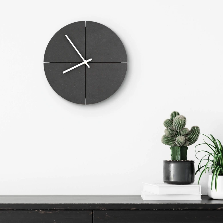 MDF Wanduhr schwarz lautlos - Rund Ø30 cm 