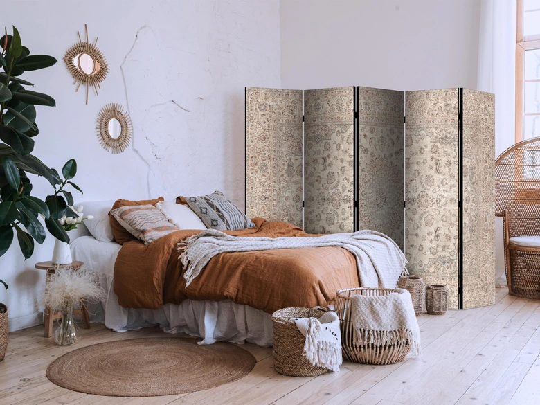 Paravent, Raumteiler freistehend, Trennwand - Desert Nights - Ornamented Persian Carpet in Muted Colors 
