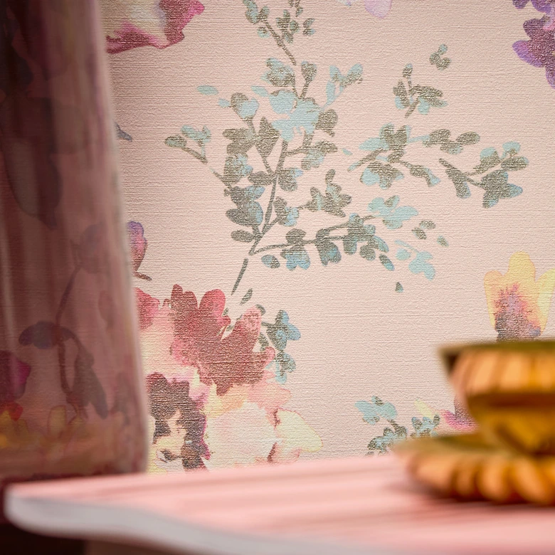 COSMOPOLITAN papier peint fleurs aquarelle rose pêche chambre à coucher papier peint intissé 