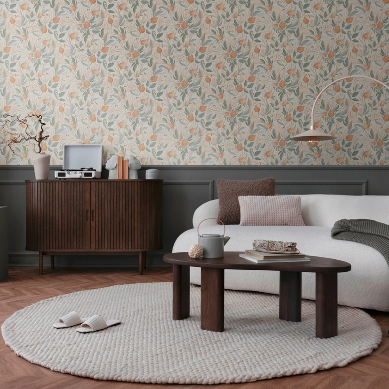 COSMOPOLITAN Blumen Trend-Tapete Creme Apricot - Vliestapete Blüten und Blätter 