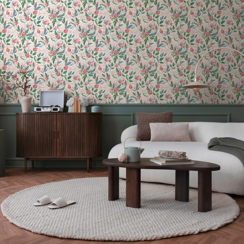 COSMOPOLITAN Tapete florales Design Weiß Grün Rosa Botanische Vliestapete Blumen 