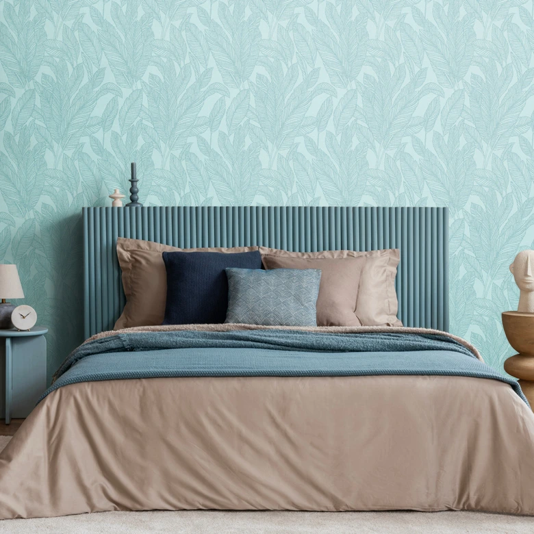 COSMOPOLITAN designerska tapeta z fakturą liści jasnoniebieska - nowoczesna tapeta z włókniny 