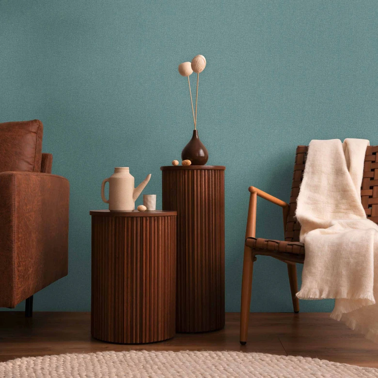 COSMOPOLITAN papier peint intissé bleu turquoise métallisé - papier peint monochrome moderne 