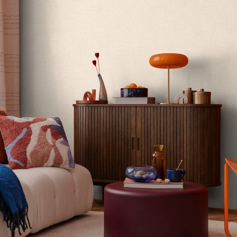 COSMOPOLITAN Unitapete Naturbeige mit feiner Struktur - Vliestapete Schlafzimmer 