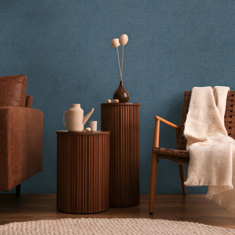 COSMOPOLITAN papier peint uni bleu foncé papier peint intissé noble aspect textile chambre à coucher 