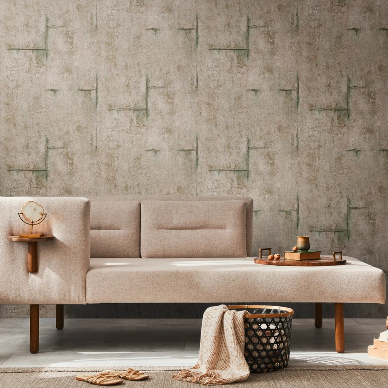 COSMOPOLITAN papier peint imitation béton marron-vert - papier peint intissé style loft vintage 