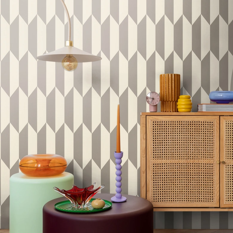 COSMOPOLITAN 3D behang grijs met metallic effect - zilverwit Vliesbehang 
