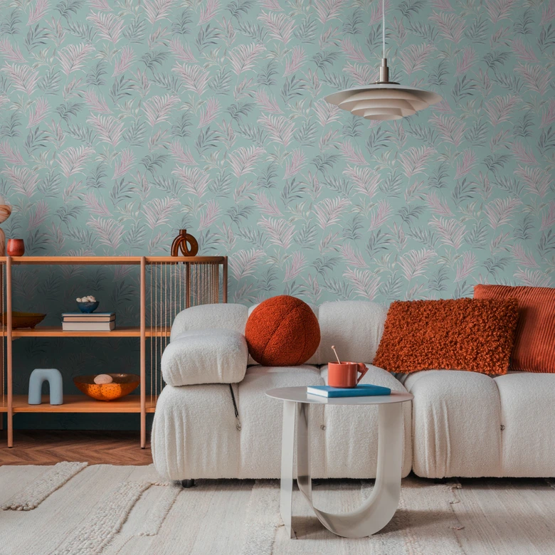 COSMOPOLITAN papier peint floral turquoise rose - papier peint intissé avec feuilles salon 