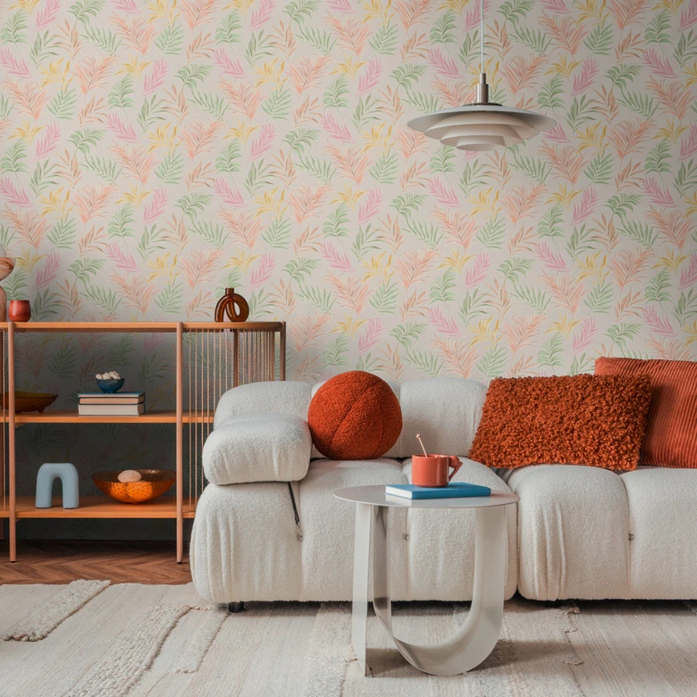 COSMOPOLITAN wallpaper with colorful leaves - floral non-woven wallpaper kitchen bedroom 