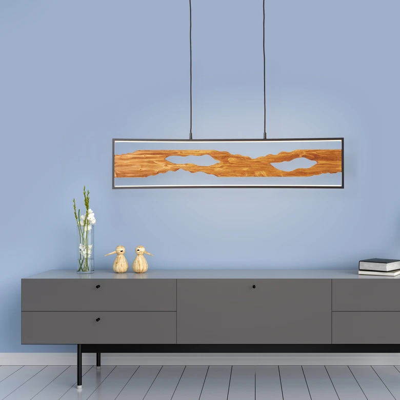 Pendelleuchte Elea, braun, 150 x 100 cm, Holz Pendellampe 