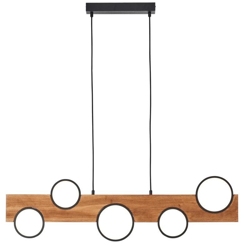 Pendelleuchte Elena, 100 x 6 cm, max. Höhe: 150 cm, Holz LED-Pendelleuchte, dimmbar, braun 