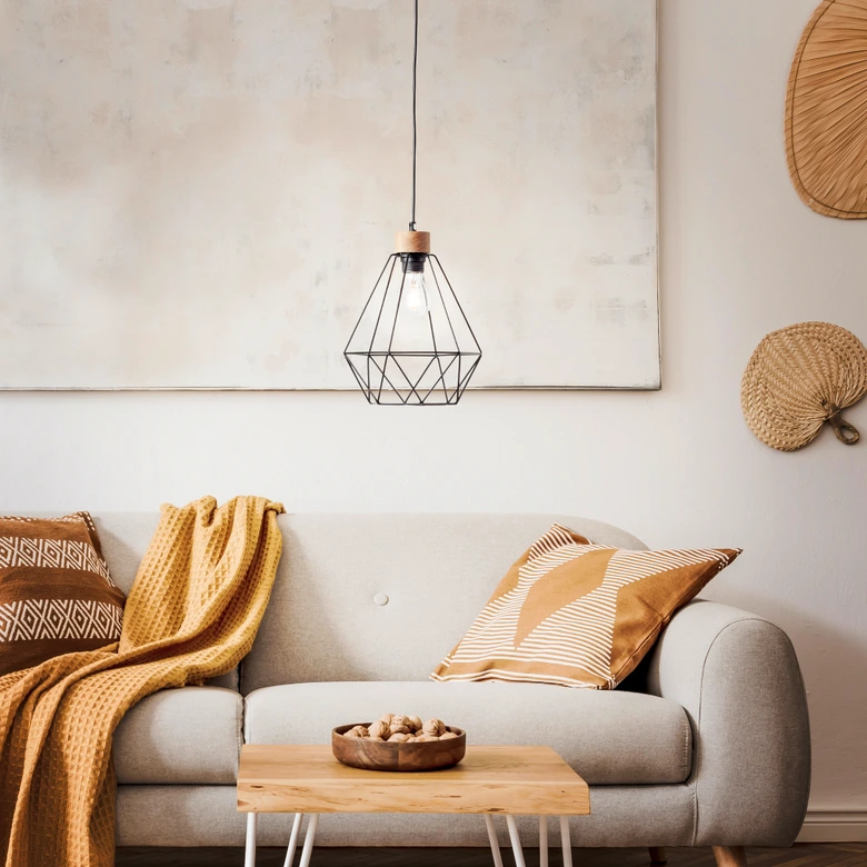 Pendelleuchte Fine, braun, 110 x 25 cm, Holz Pendellampe 