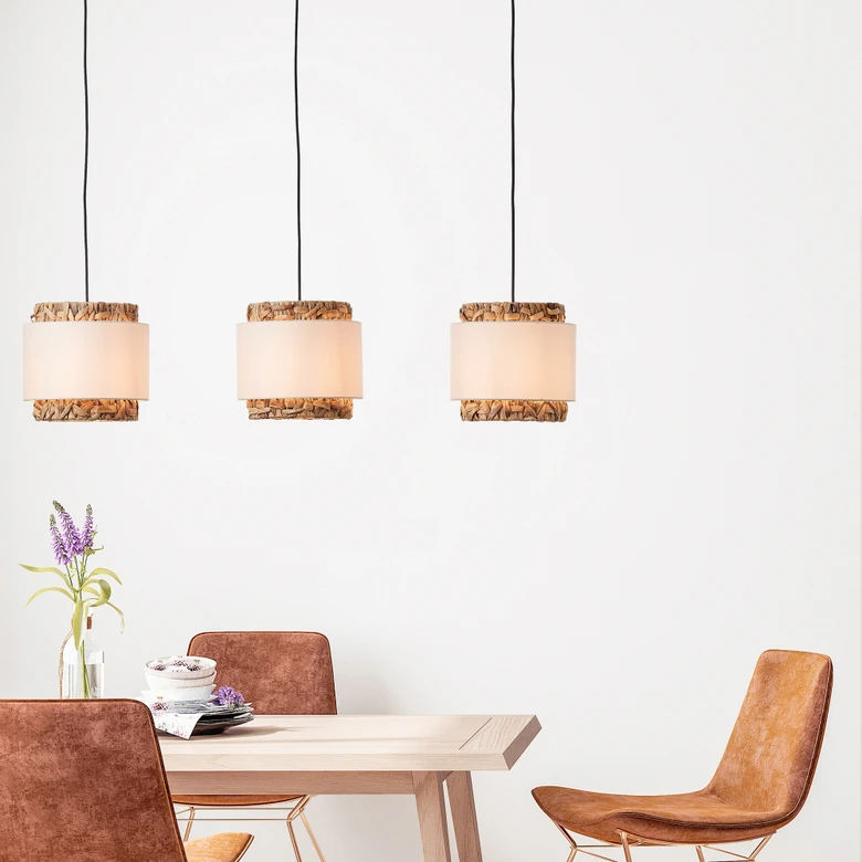Pendelleuchte Till, braun, 120 x 110 cm, Textil Lampe 