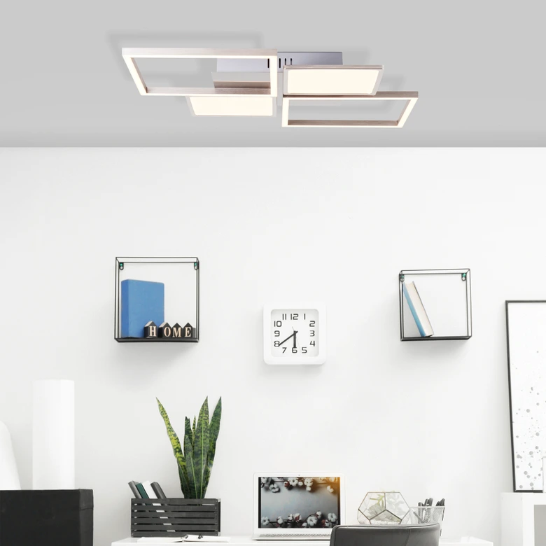 Deckenleuchte Yara, metallic, 6 x 51 cm, Metall Deckenlampe, dimmbar 
