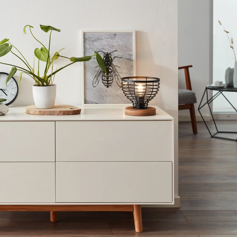 Tischleuchte Annelie, braun, 18,5 x 20 cm, Holz Innenleuchte 