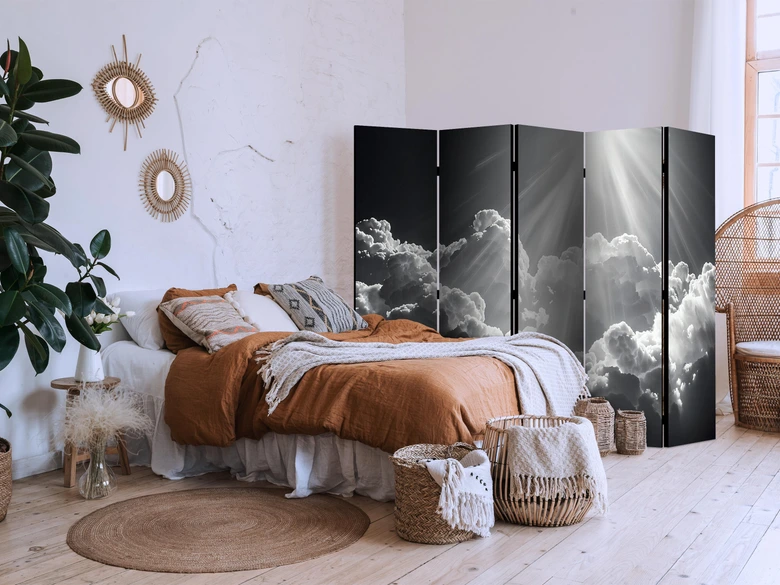 Paravent, Raumteiler freistehend, Trennwand - Hope in Clouds: Sun Rays 