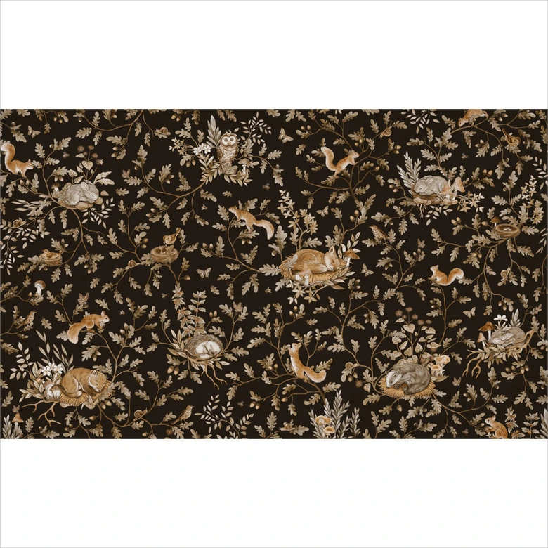 Fototapete Schlafende Waldtiere auf Zweigen - Kikki Belle 