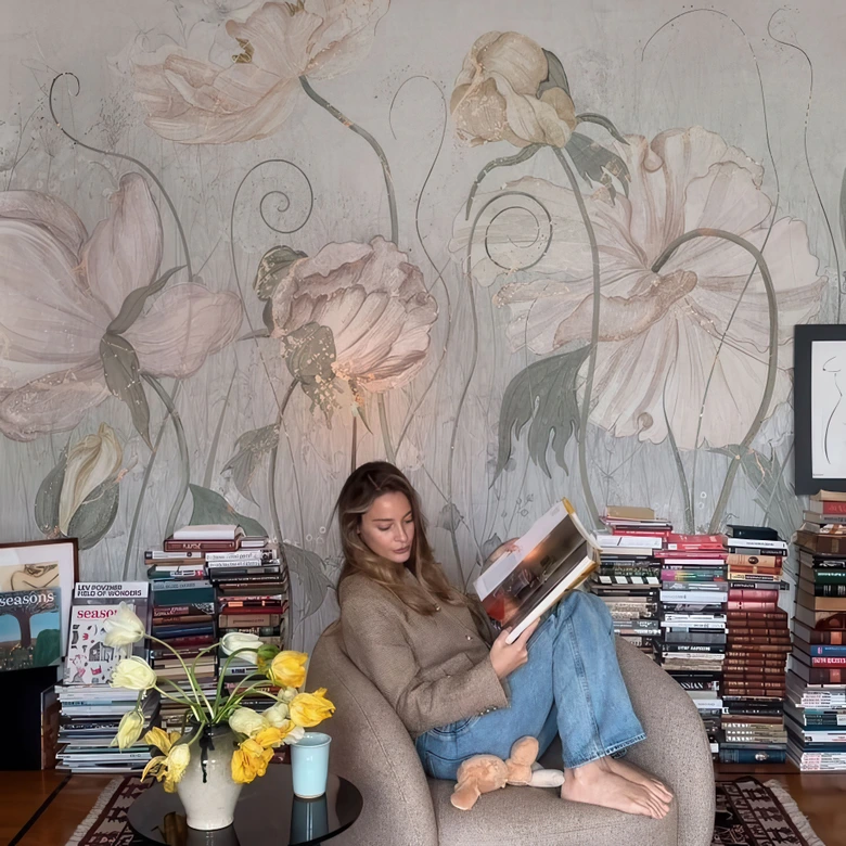 Fototapete Blumen im Vintage Stil in Grau | Florale Blumentapete - Ms Tiff 