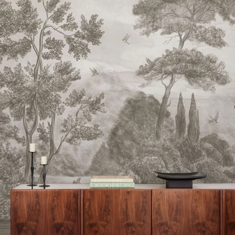 Fotobehang met tuinlandschap in beige - Ms Tiff 