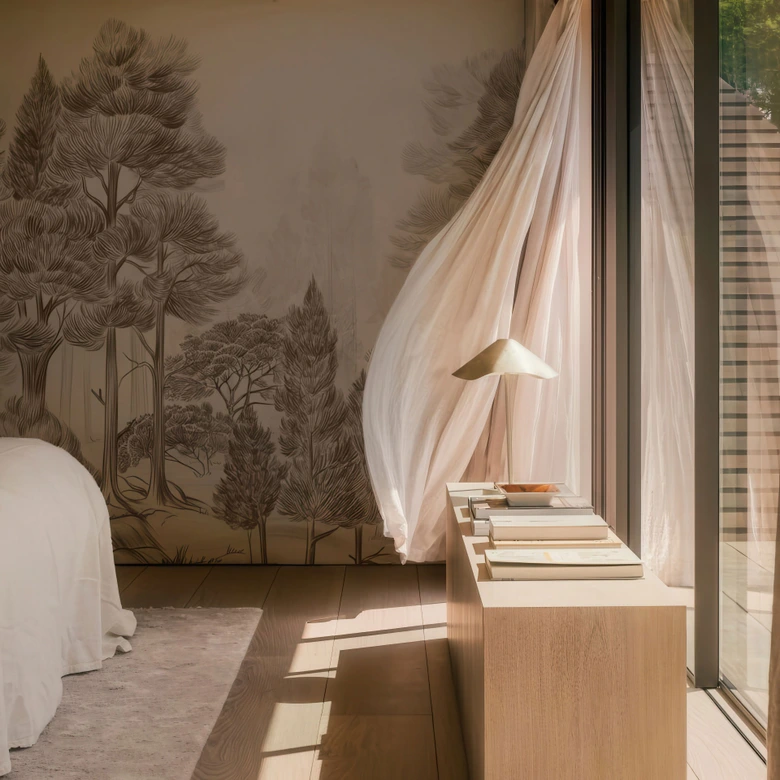 Fototapete Wald mit Waldlandschaft in Beige - Ms Tiff 