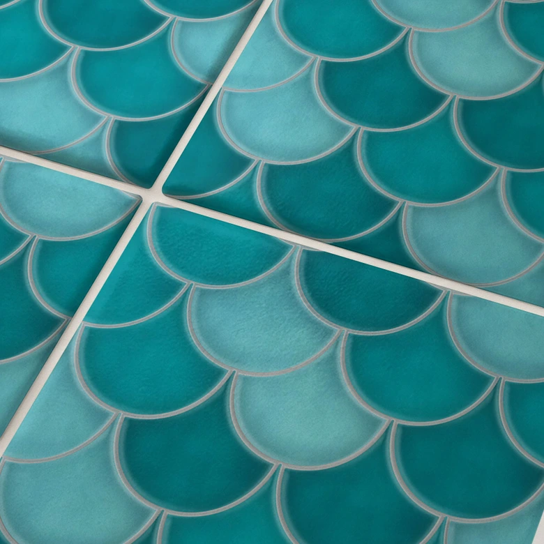 Tegelstickers Turquoise Schubben (12 stuks) 