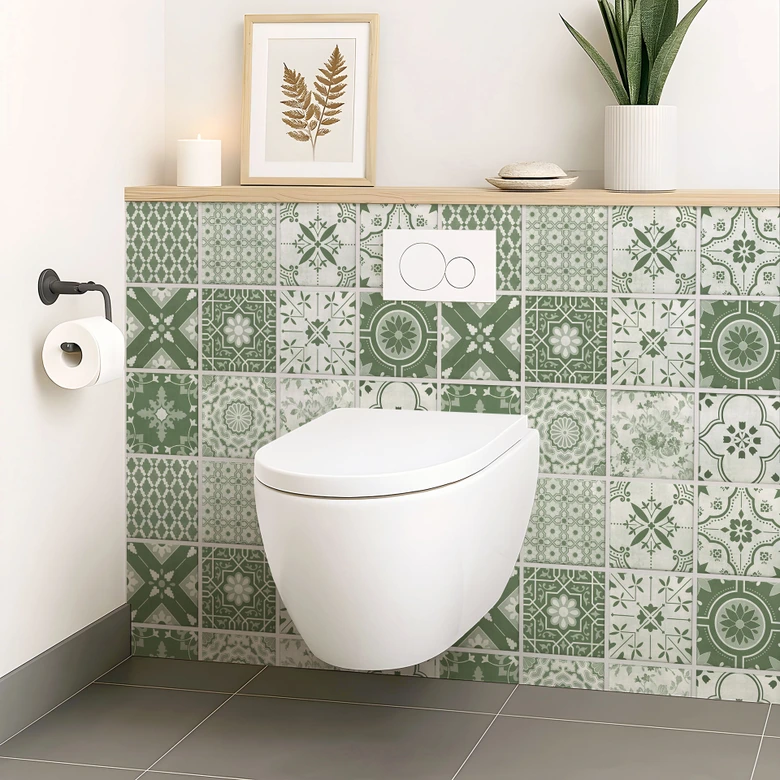 Tegelstickers Ornamenten Groen 02 (set van 12) 