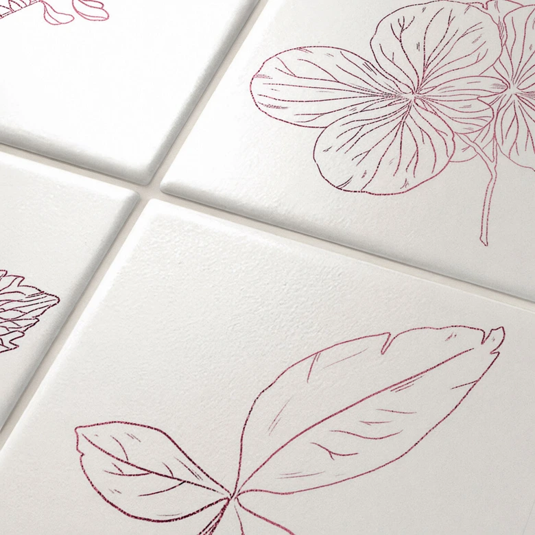 Fliesenaufkleber Outlines Blätter Rose - 12er Set 