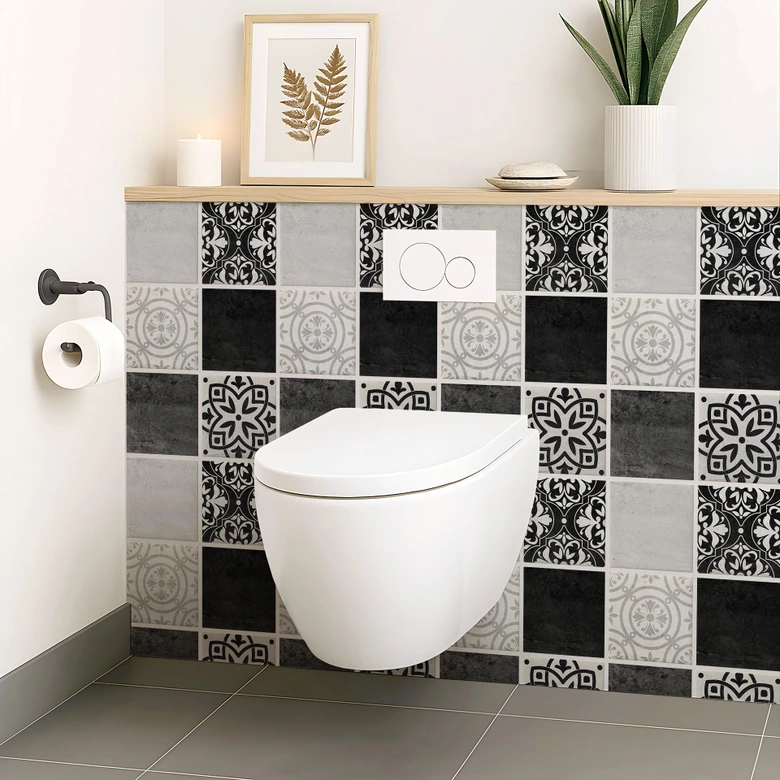 Adesivi piastrelle patchwork cemento - set da 12 