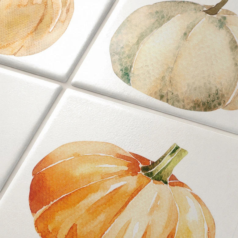 Sticker pour carrelage Aquarelle - Potiron - Set de 12 