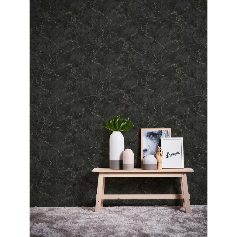 Michalsky Living Marmortapete Change is good Vliestapete Monumental Marble schwarz, gold 