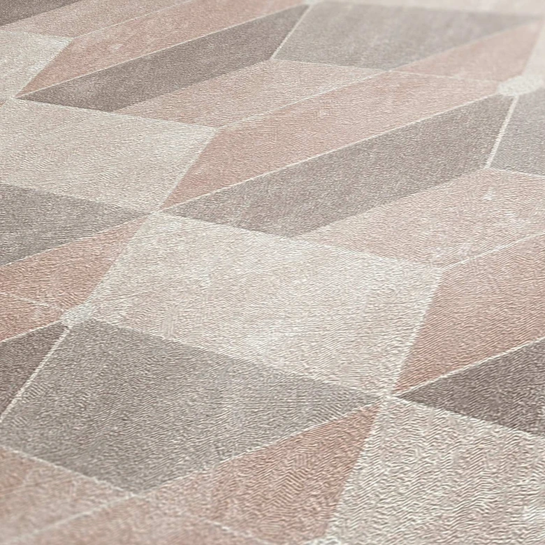 Livingwalls 3D Tapete Titanium 3 Vliestapete geometrisch beige, creme 