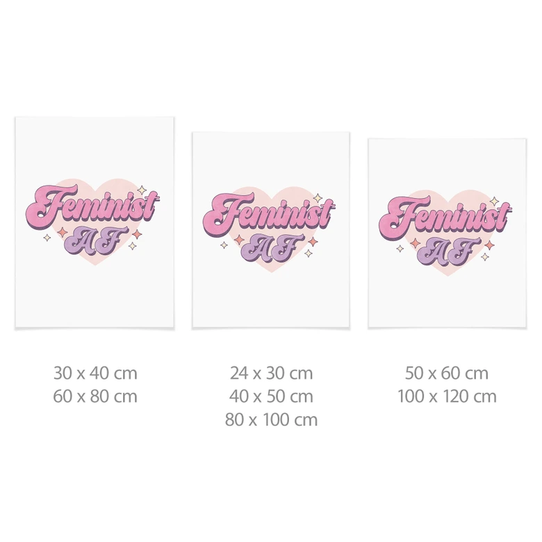 Póster con declaración - Feminist AF Pink Heart 