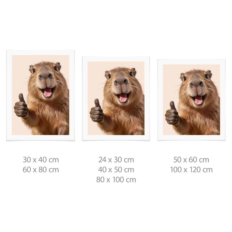 Happy Capybara poster med tummen upp 