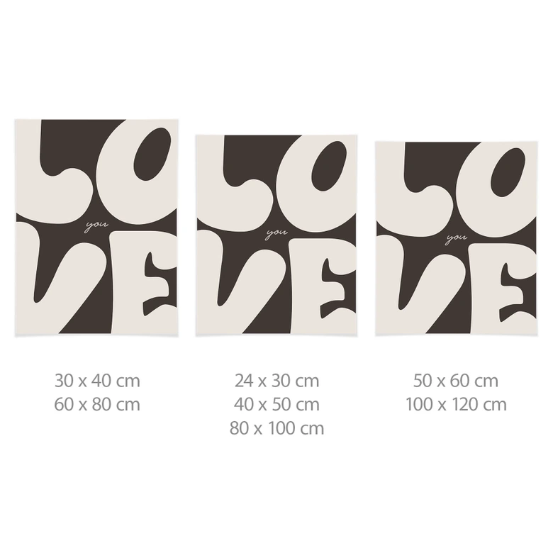 Typografie Poster Love you Retro Letters 